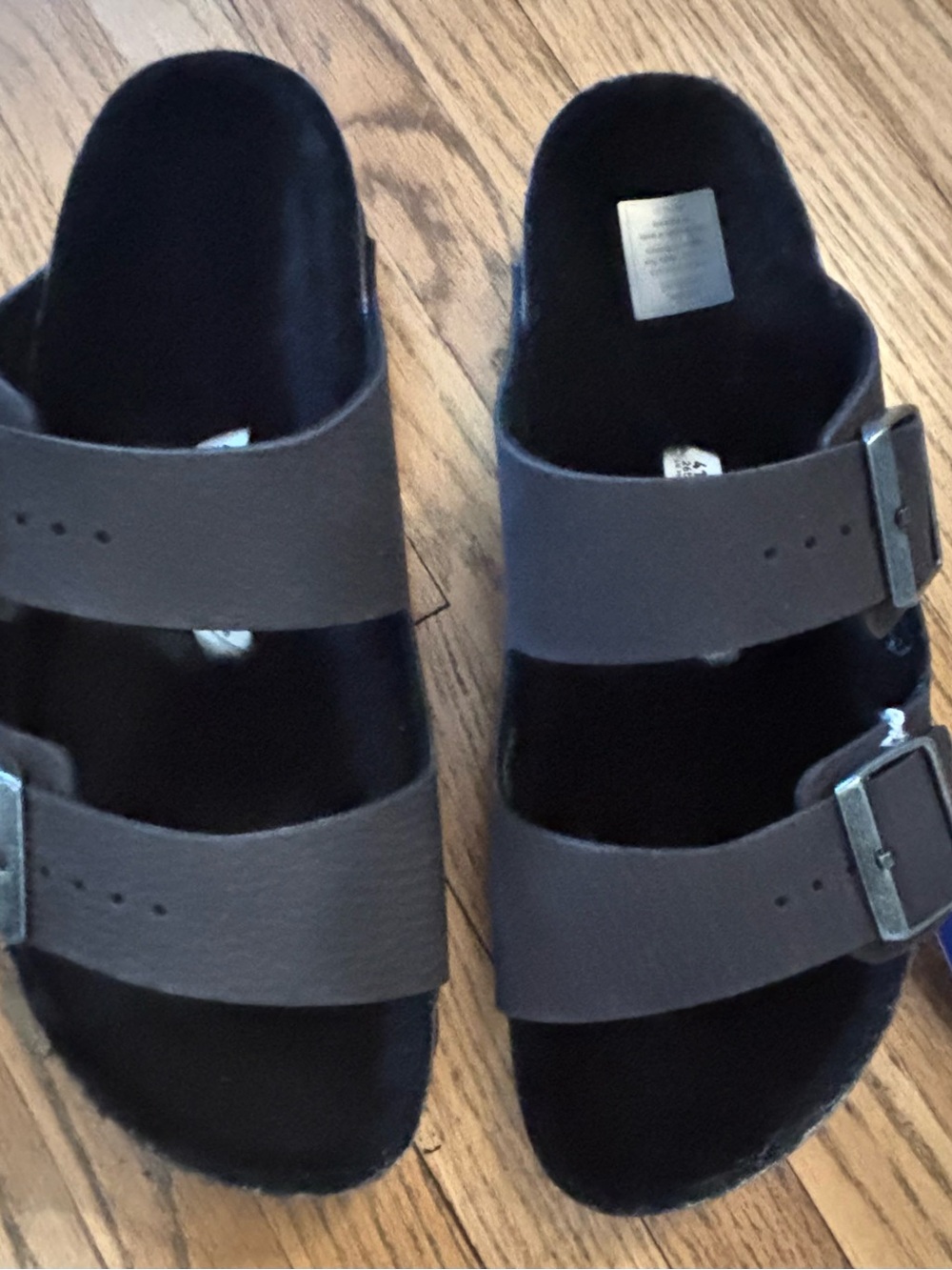 Birkenstock Black Double-Buckle Slide Sandals with Fur - Picture 4 of 9